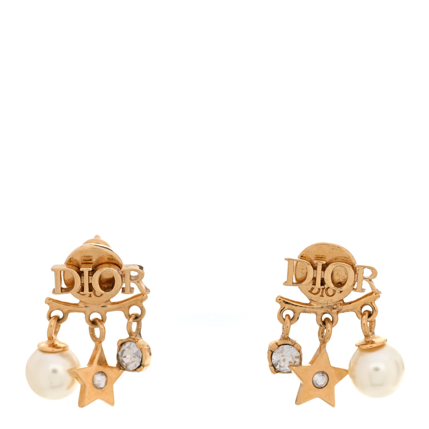 Christian Dior Pearl Crystal Dio(r)evolution Earrings Aged Gold 1 of 5