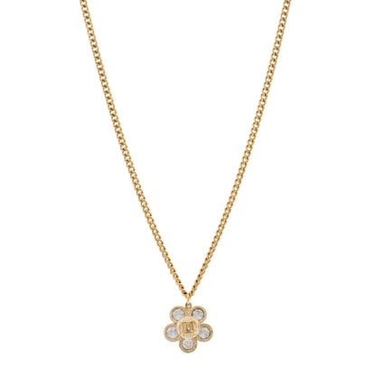 Chanel Crystal CC Flower Pendant Necklace Gold 1 of 6