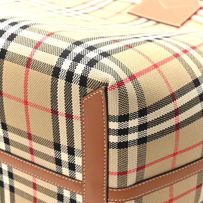 Burberry Cotton Vintage Check Medium London Tote Bag Briar Brown Black 9 of 11