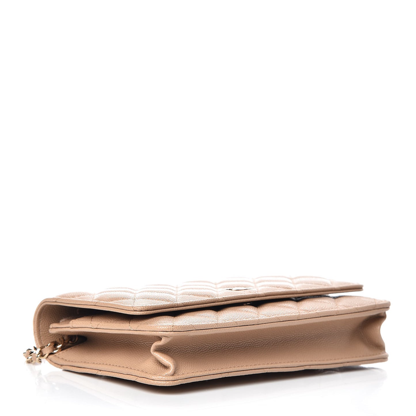 Caviar Quilted Wallet On Chain WOC Beige