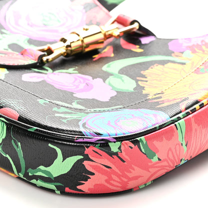 Gucci X KEN SCOTT New Shangai Calfskin Jenny Floral Print Small Jackie 1961 Hobo Black Pink 10 of 10