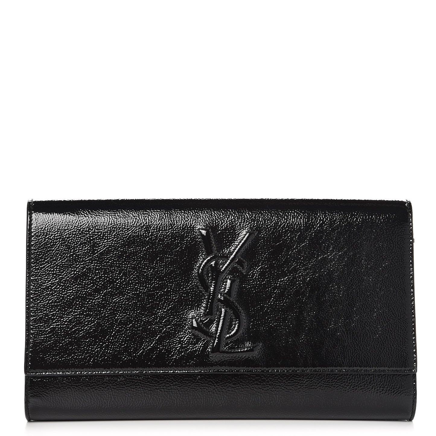 Textured Patent Monogram Large Belle De Jour Clutch Black