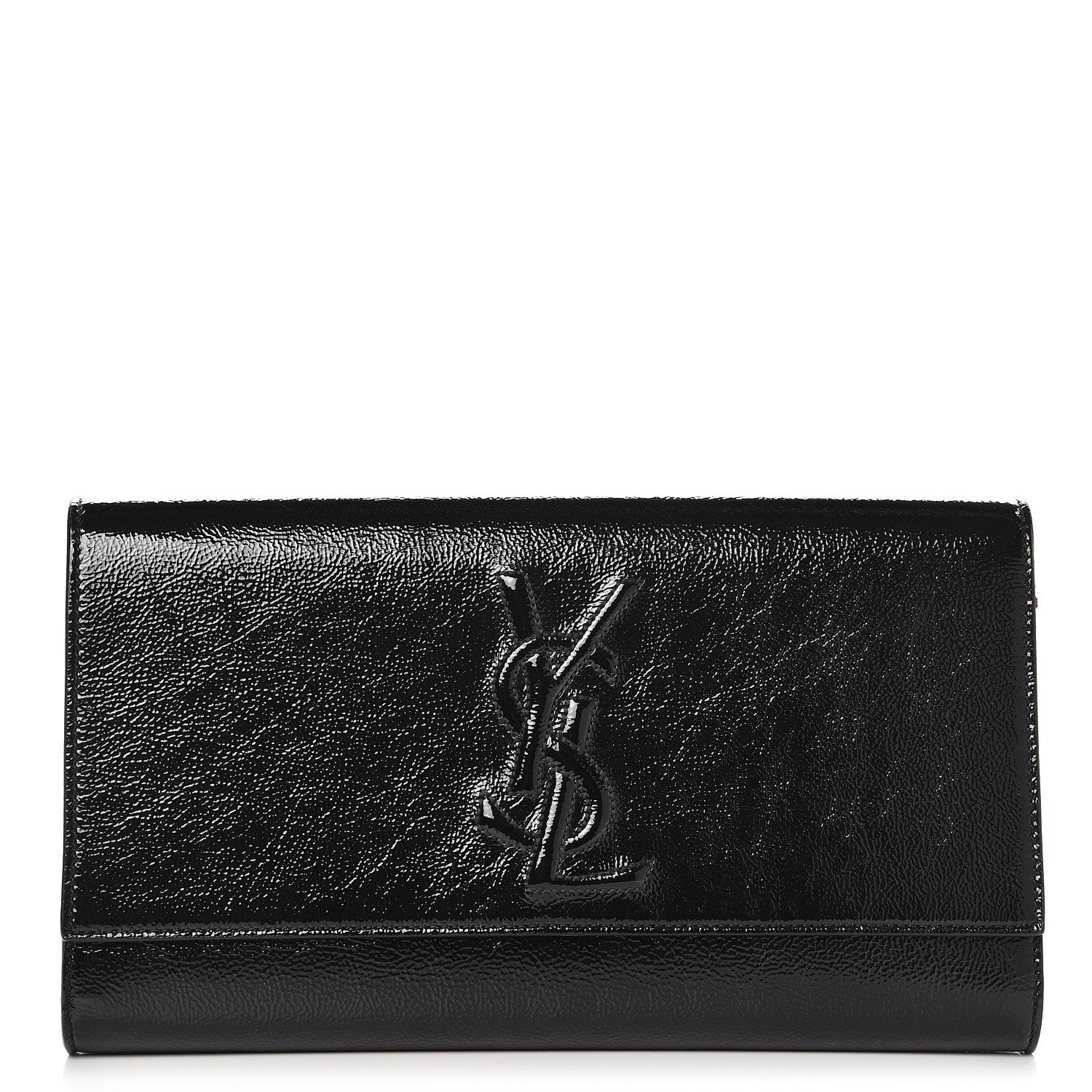 Saint Laurent Textured Patent Monogram Large Belle De Jour Clutch Black 1 of 6