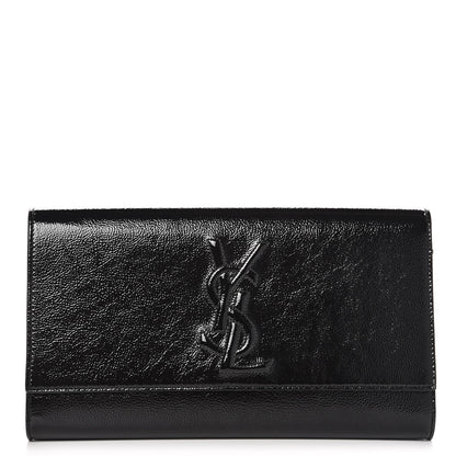 Saint Laurent Textured Patent Monogram Large Belle De Jour Clutch Black 1 of 6