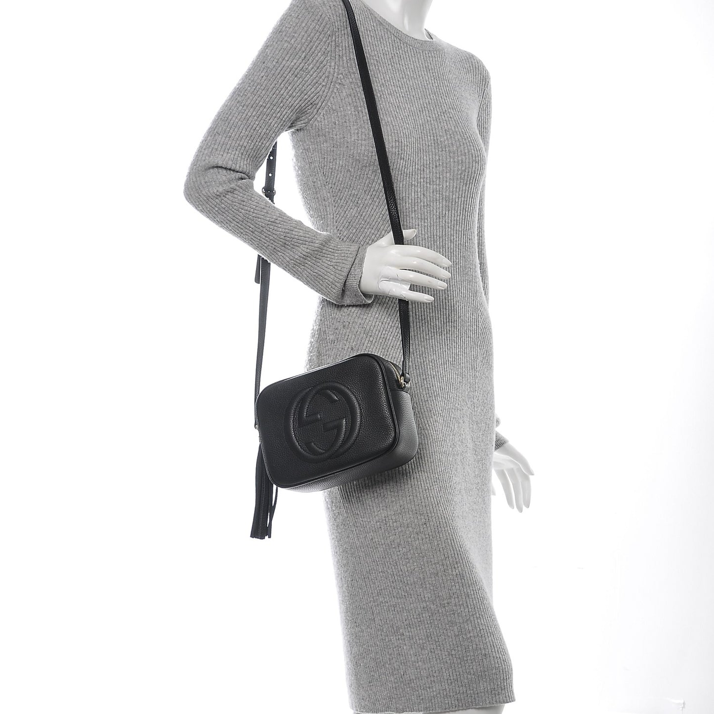 Pebbled Calfskin Small Soho Disco Bag Black