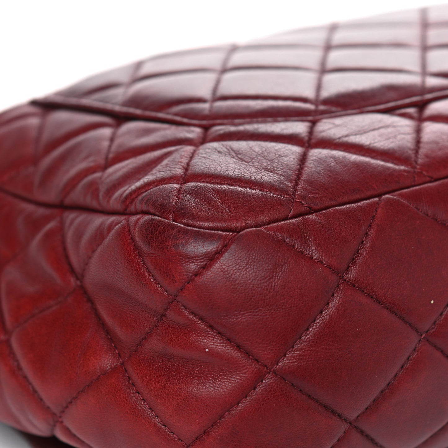 Lambskin Quilted Jumbo Single Flap Dark Red