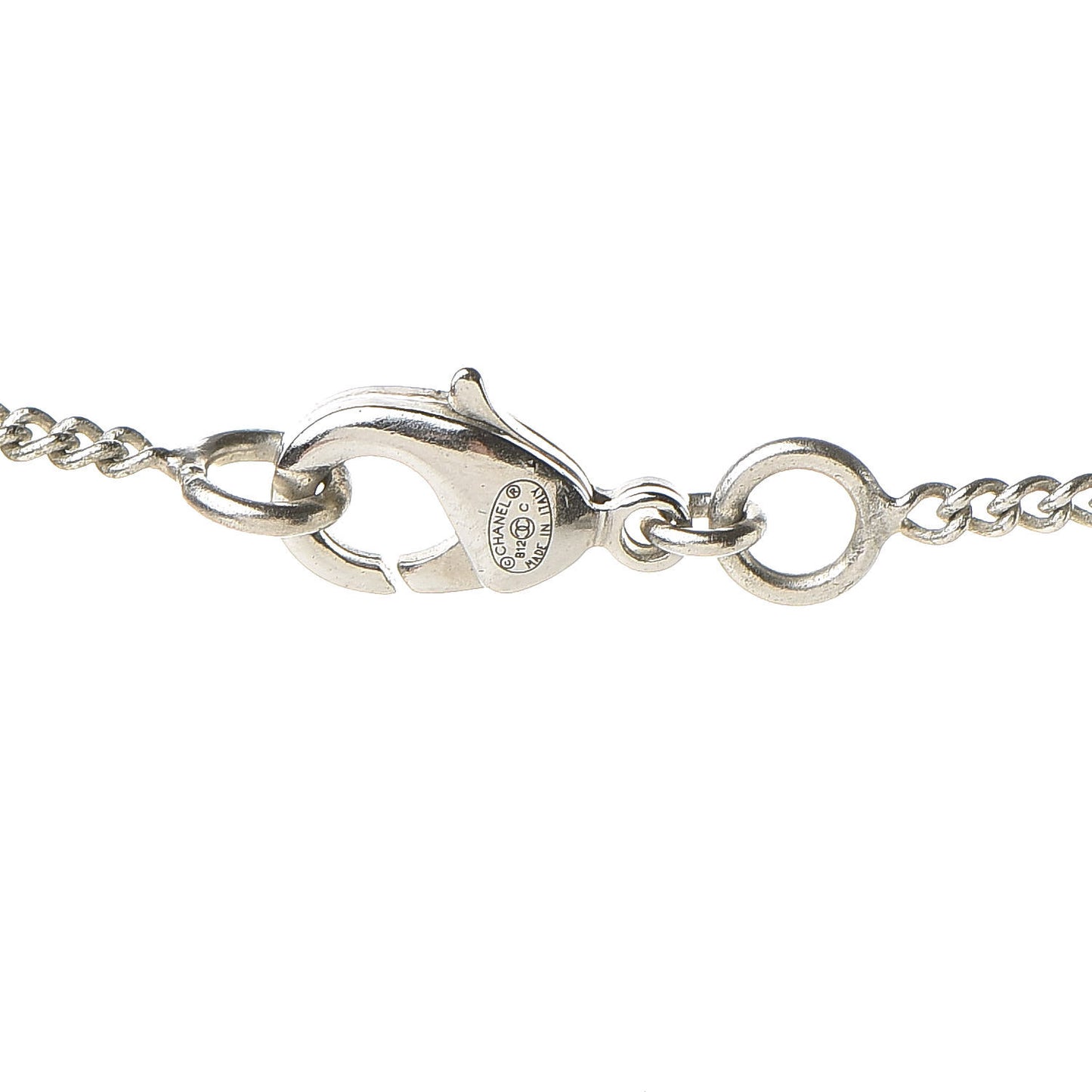 Enamel CC Drop Necklace Silver