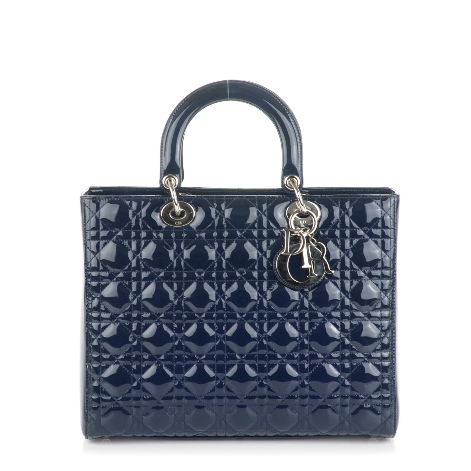 Christian Dior Patent Cannage Large Lady Dior Navy Blue 1 of 9