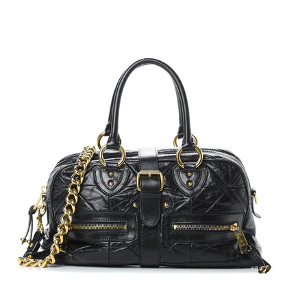Marc Jacobs Lambskin Patchwork Quilted Venetia Satchel Black 1 of 15