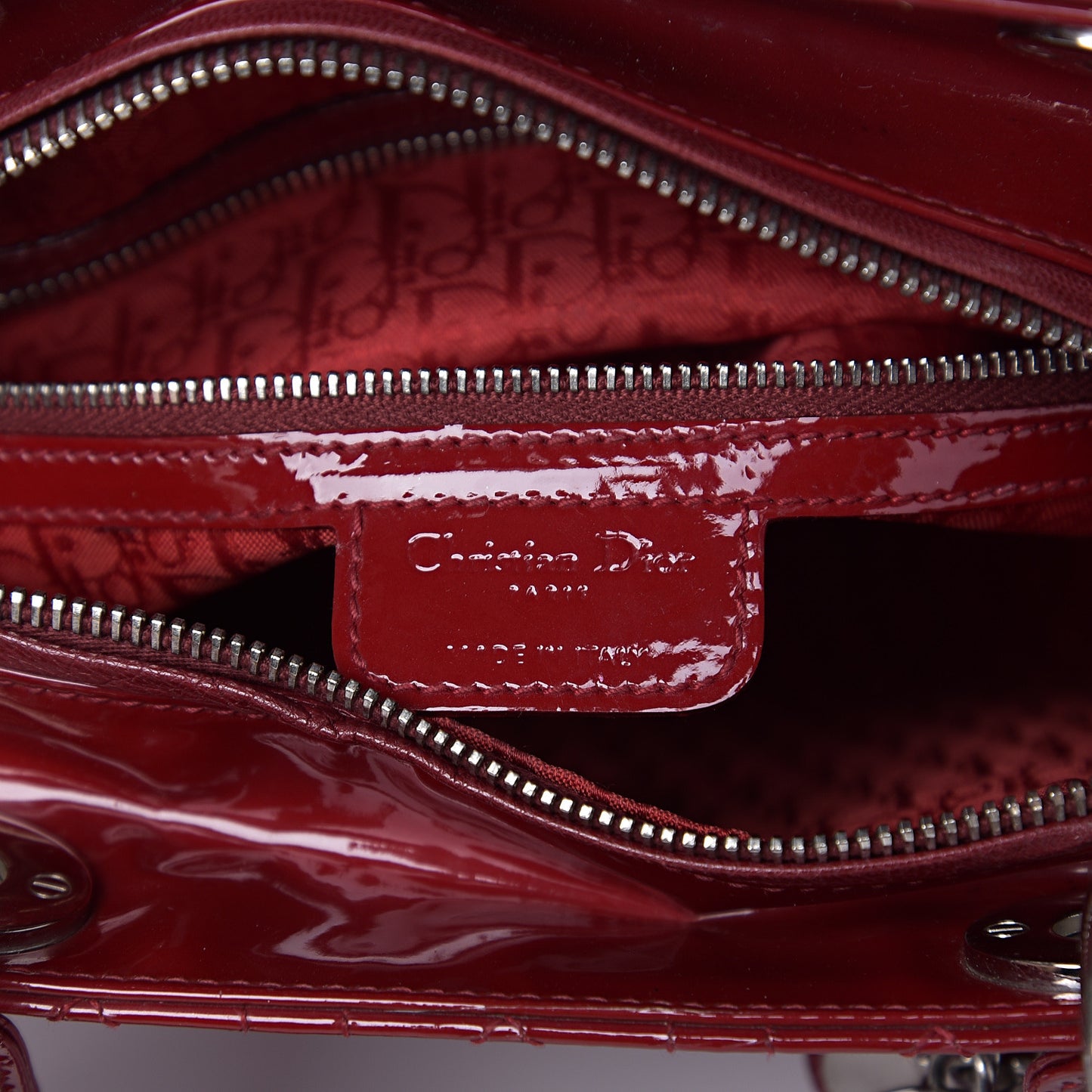 Patent Cannage Large Lady Dior Red