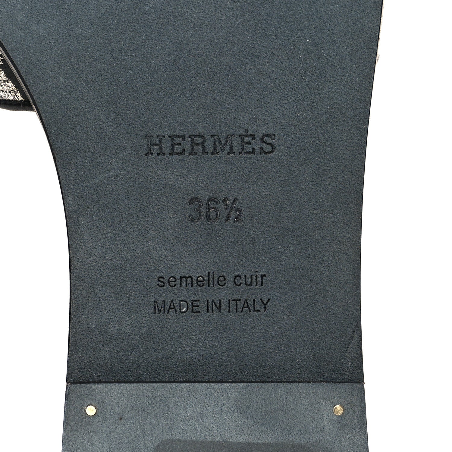 Hermes Calfskin Brode Oran Sandals 36.5 Black Argent 6 of 8