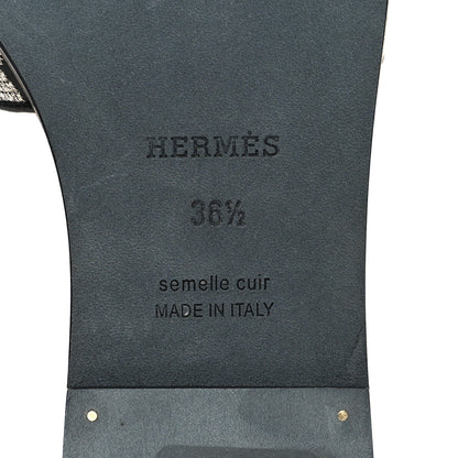 Hermes Calfskin Brode Oran Sandals 36.5 Black Argent 6 of 8