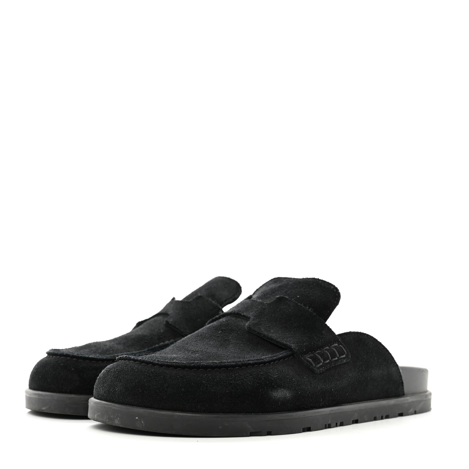 Hermes Suede Calfskin Go Mules 37 Black 4 of 10
