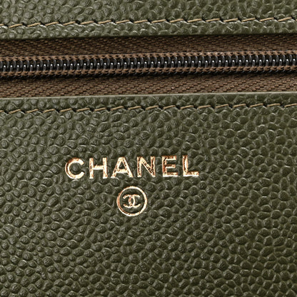 Chanel Caviar Quilted Multi Chain Wallet On Chain WOC Khaki 6 of 12