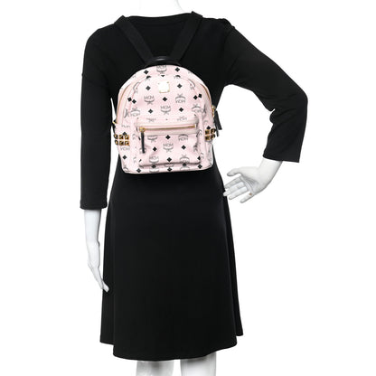 MCM Visetos Side Stud Mini Stark Backpack Pink Black 3 of 13