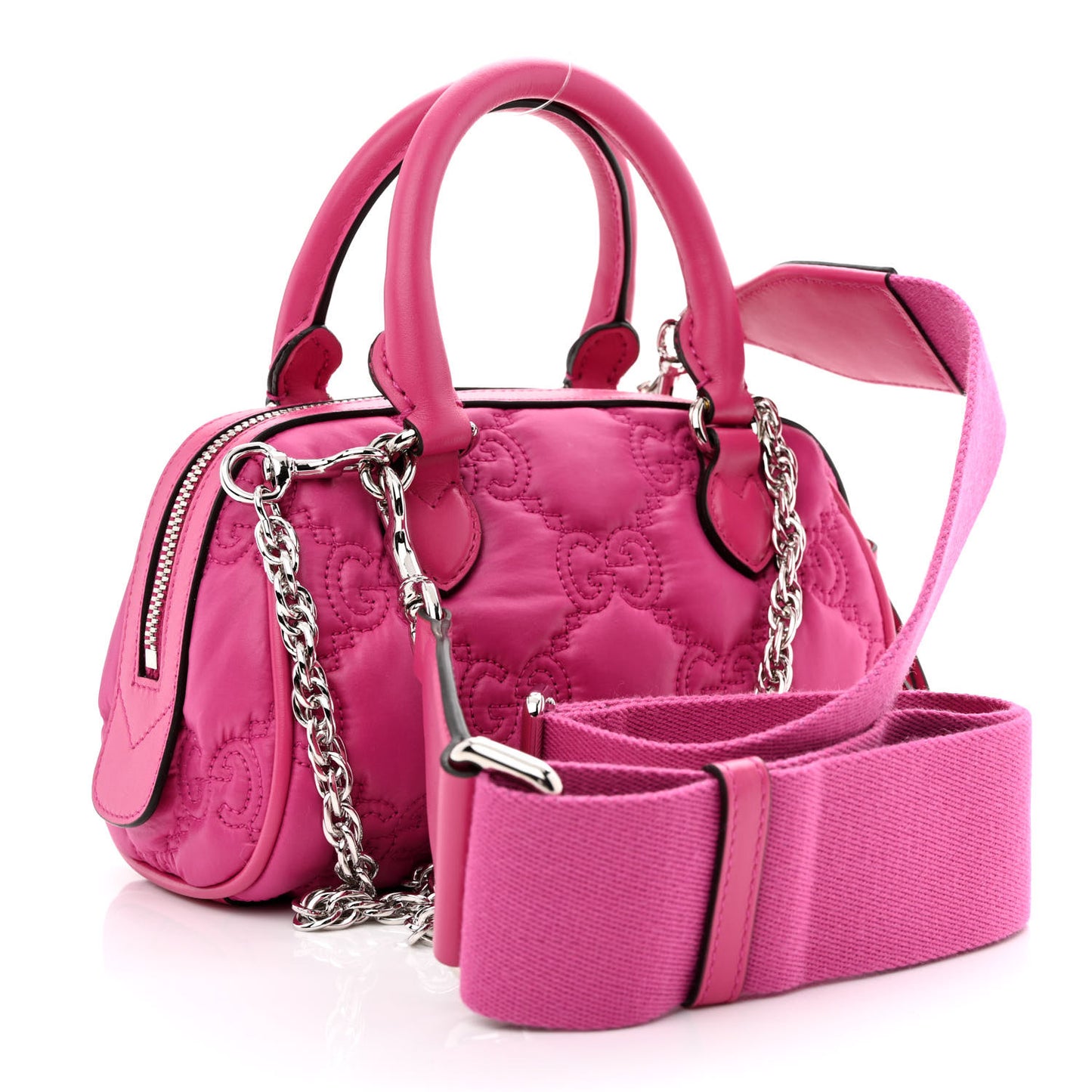Nylon Calfskin Enamel GG Matelasse Mini Bowler Bag Lovely