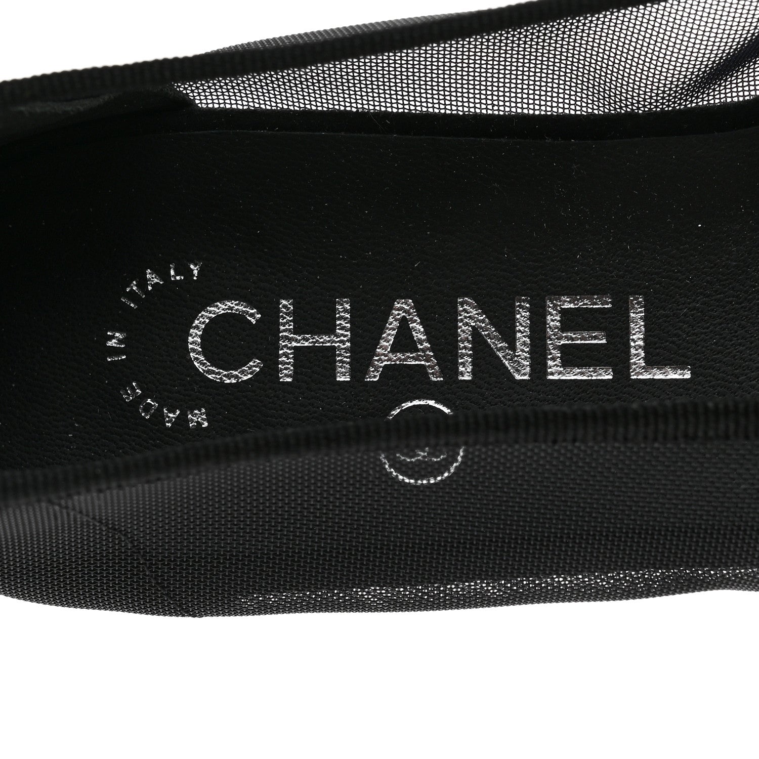 Chanel Mesh Studded CC Ballerina Flats 37.5 Black 7 of 7