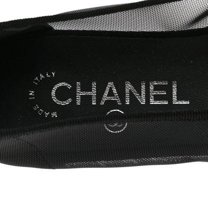 Chanel Mesh Studded CC Ballerina Flats 37.5 Black 7 of 7