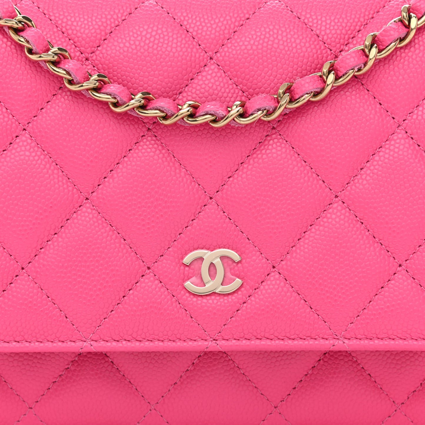 Caviar Quilted Wallet On Chain WOC Rose