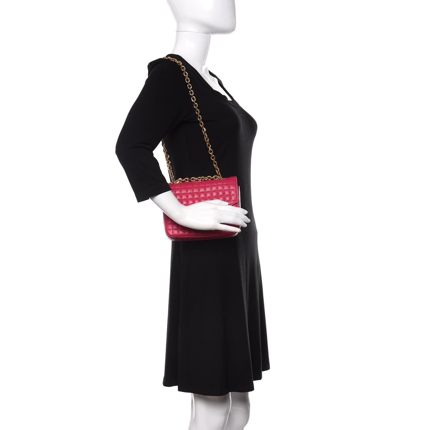Celine Calfskin Quilted Medium C Bag Pink 3 of 12