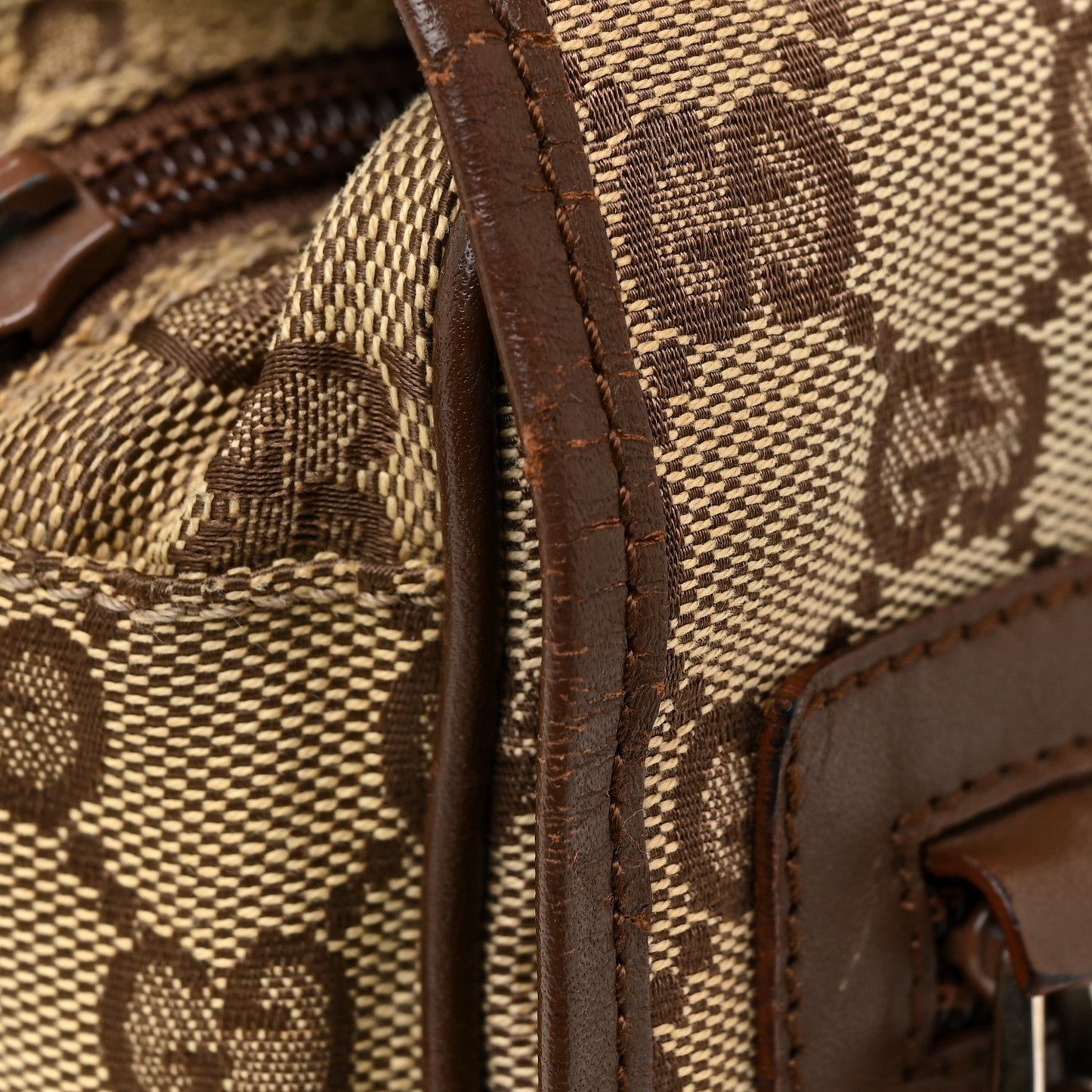 Monogram Flap Pocket Messenger Bag Beige Dark Brown