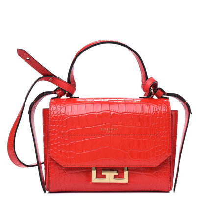 Givenchy Calfskin Crocodile Embossed Eden Mini Top Handle Red 1 of 5