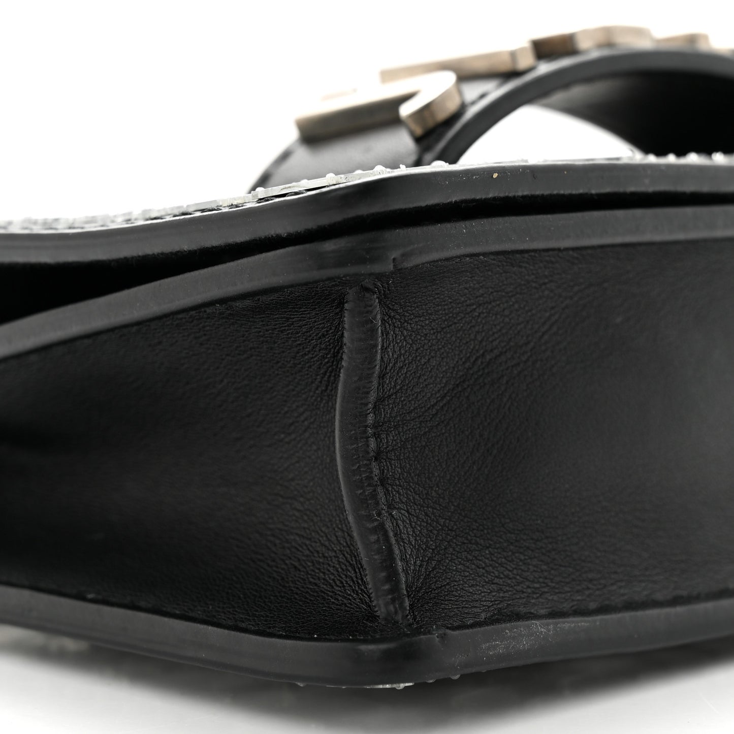 Smooth Calfskin Embroidered Mosaic of Mirrors Mini J'Adior Chain Flap Bag Black