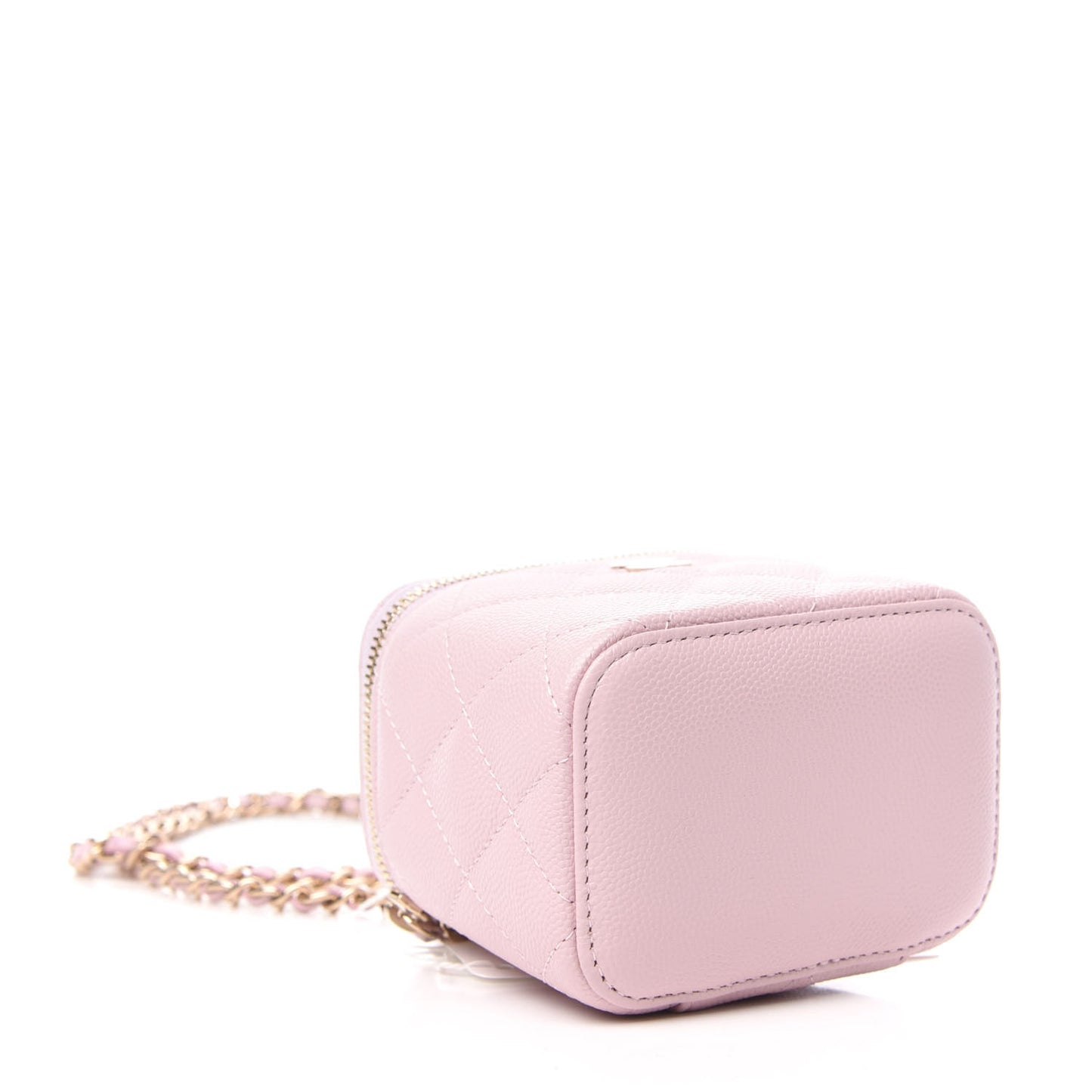 Caviar Quilted Mini Vanity Case With Chain Light Pink