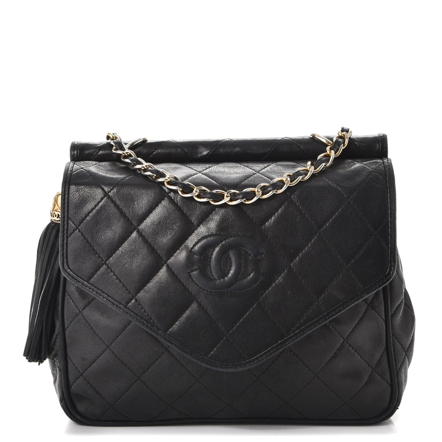 Lambskin Quilted Small Single Flap Black