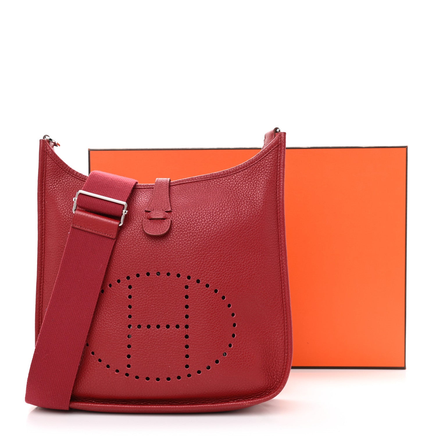 Hermes Taurillon Clemence Evelyne III PM Rouge Casaque 11 of 11