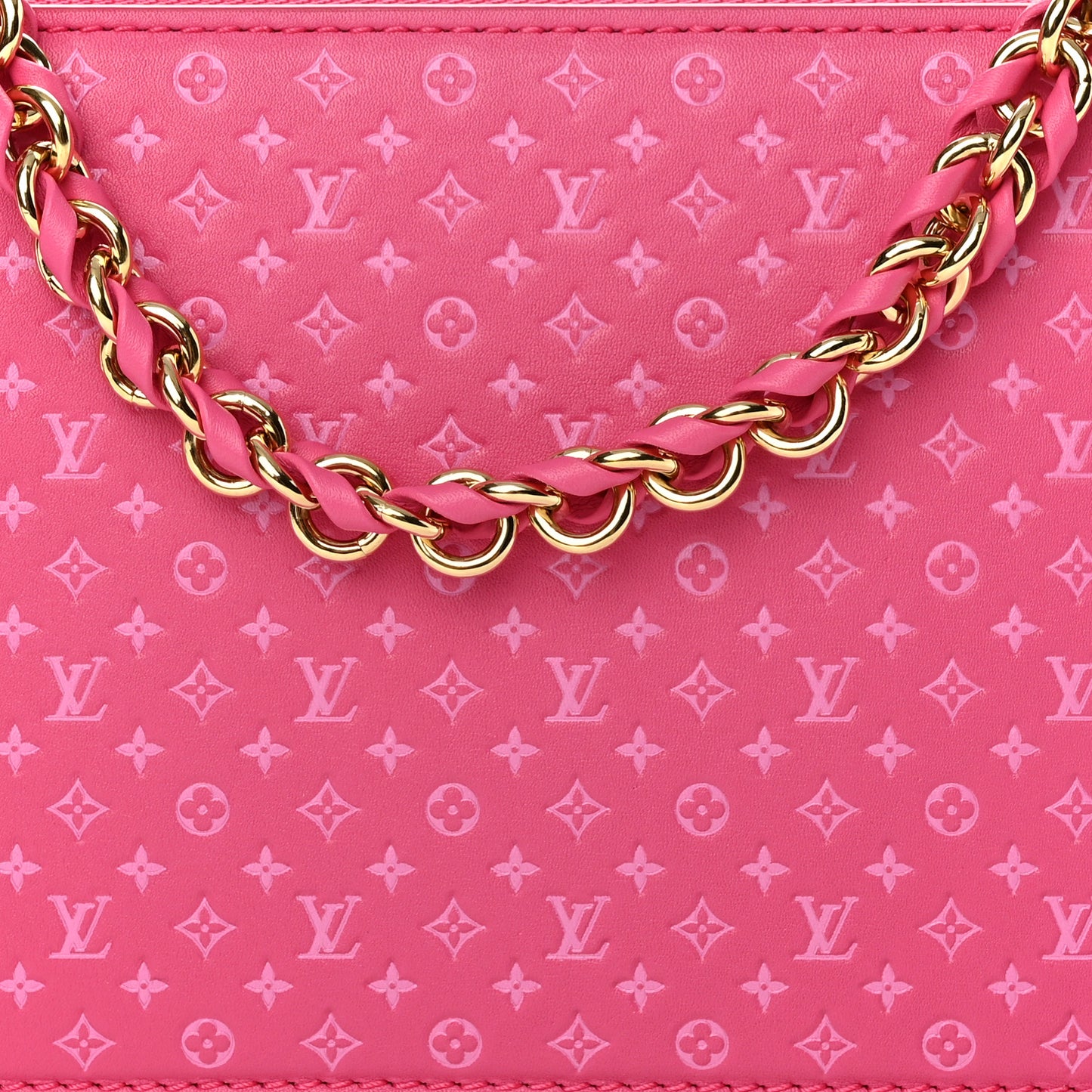 Calfskin Nanogram Embossed Lexington Pouch Rose