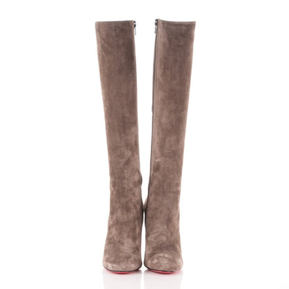 Christian Louboutin Veau Velours Fifi Botta 100 Knee Boots 37 Cendre 2 of 7