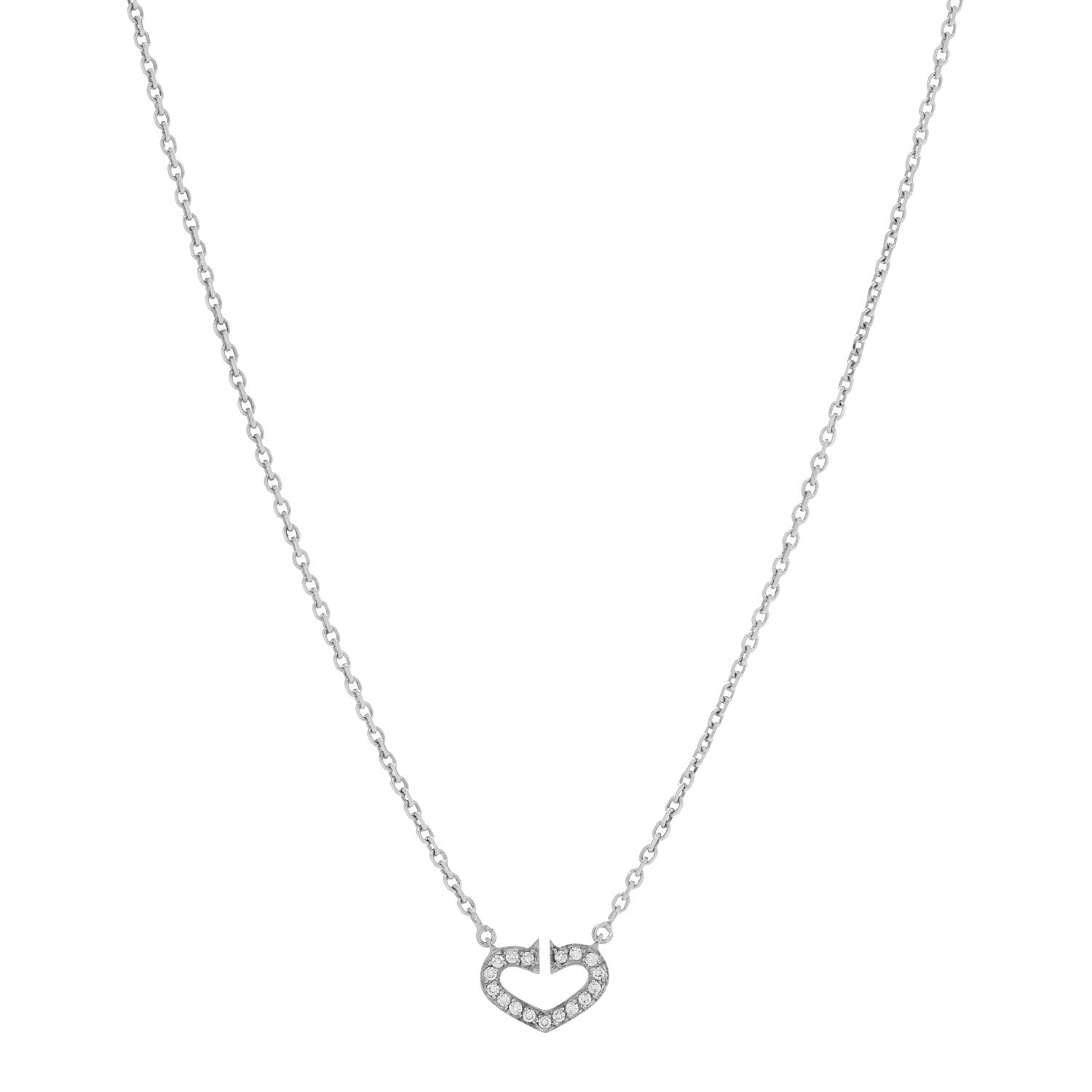 Cartier 18K White Gold Diamond Small Hearts and Symbols Pendant Necklace 1 of 4