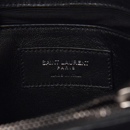 Saint Laurent Sheepskin Matelasse Chevron Monogram Medium College Bag Black 8 of 12