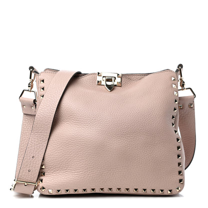 Valentino Garavani Pebbled Calfskin Small Rockstud Flip-Lock Messenger Bag Poudre 1 of 10