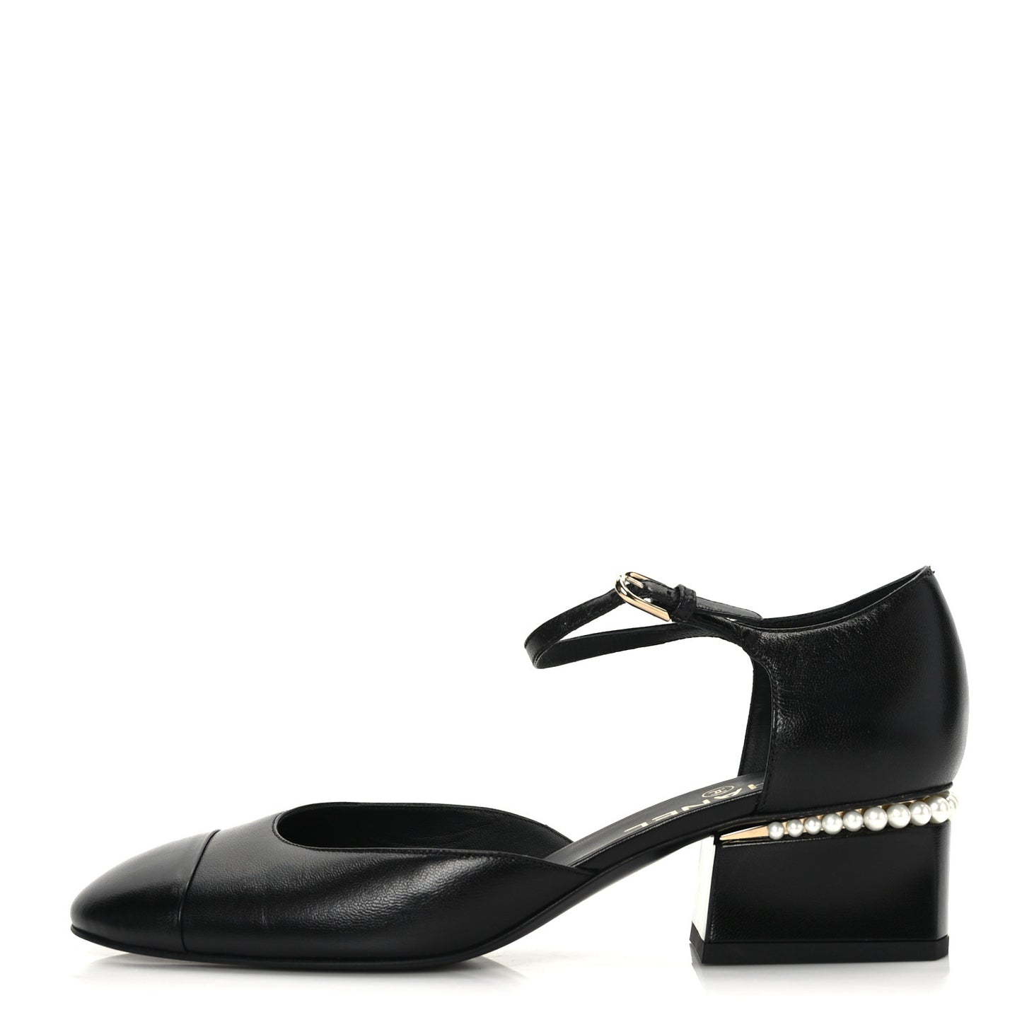 Shiny Goatskin Pearl Mary Jane Flats 39.5 Black