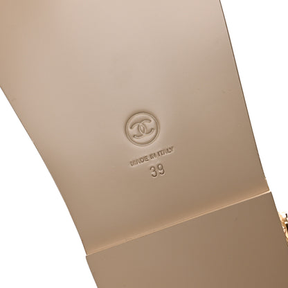 Chanel Crumpled Shiny Lambskin CC Cut Out Dad Sandals 39 Beige 7 of 9
