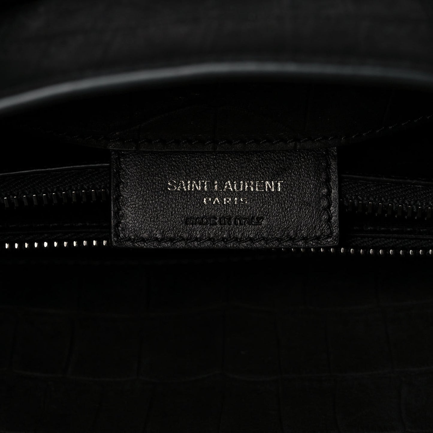 Crocodile Embossed Suede Small Supple Sac de Jour Black