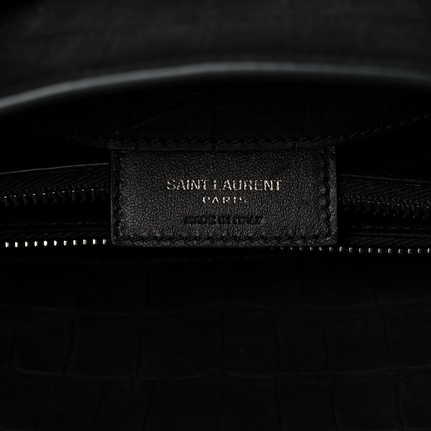 Saint Laurent Crocodile Embossed Suede Small Supple Sac de Jour Black 5 of 9