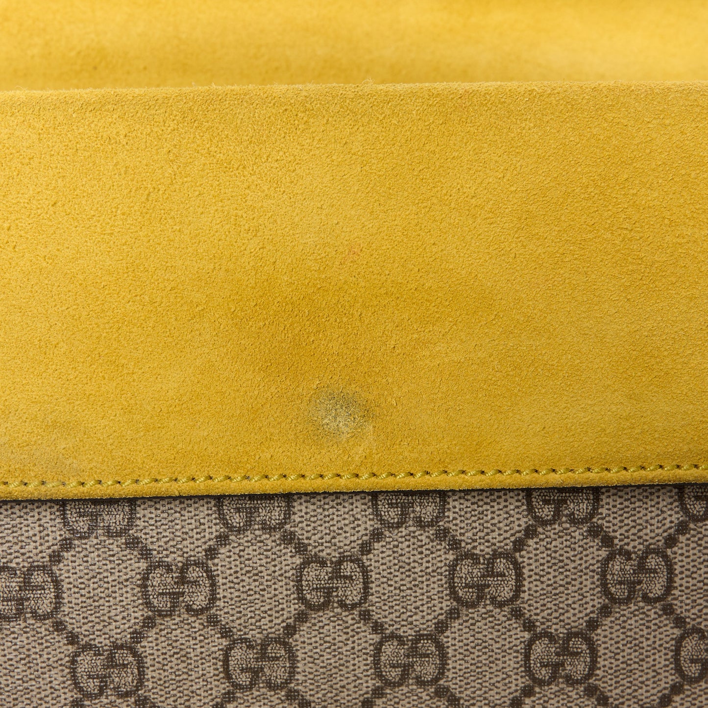 GG Supreme Monogram Suede Crystal Small Dionysus Shoulder Bag Beige Ebony Yellow