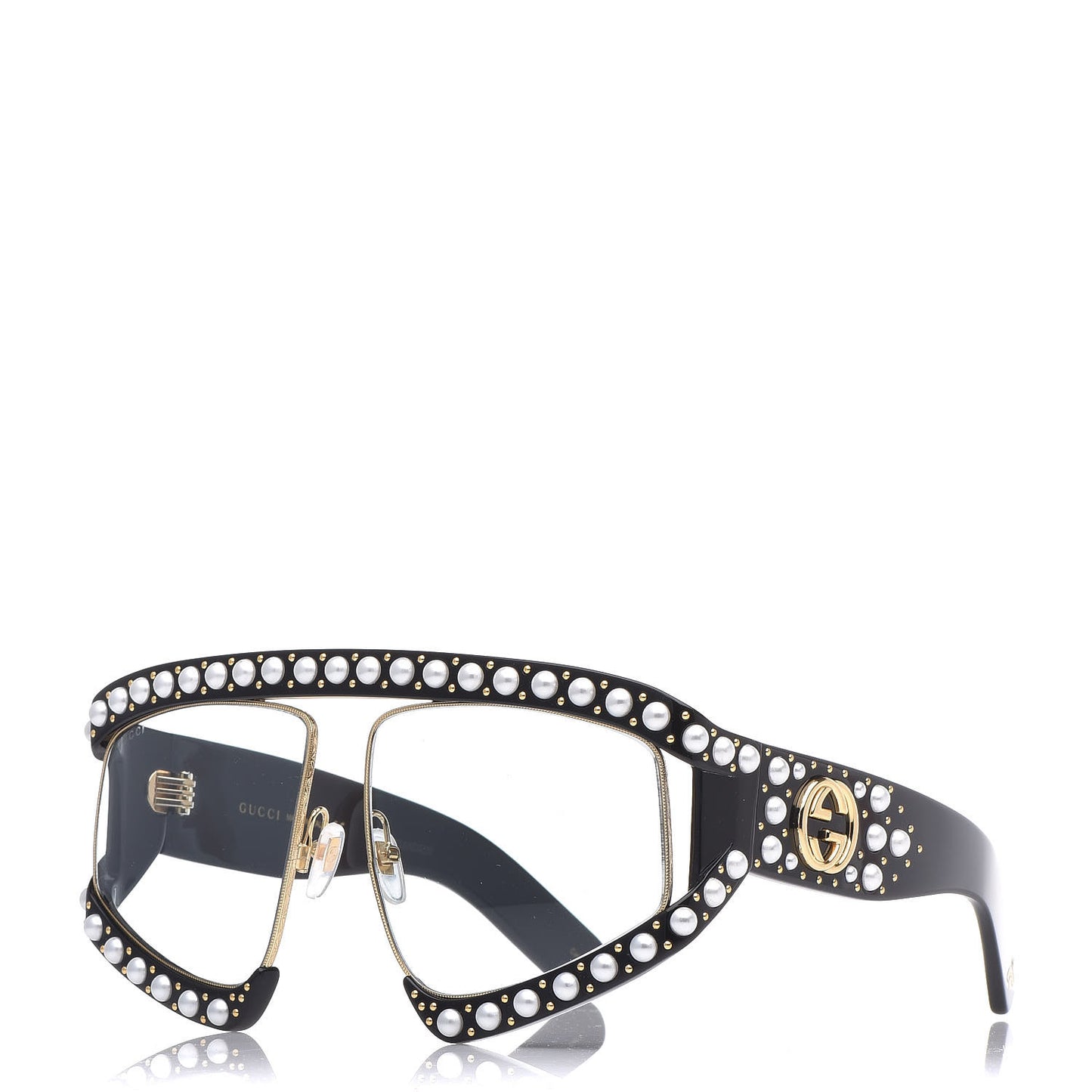 Acetate Pearl Rectangular Frame Sunglasses GG0234S Black