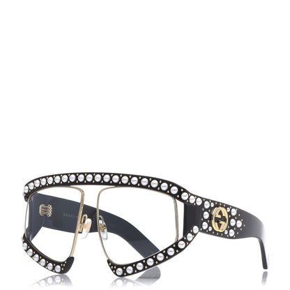 Gucci Acetate Pearl Rectangular Frame Sunglasses GG0234S Black 1 of 7