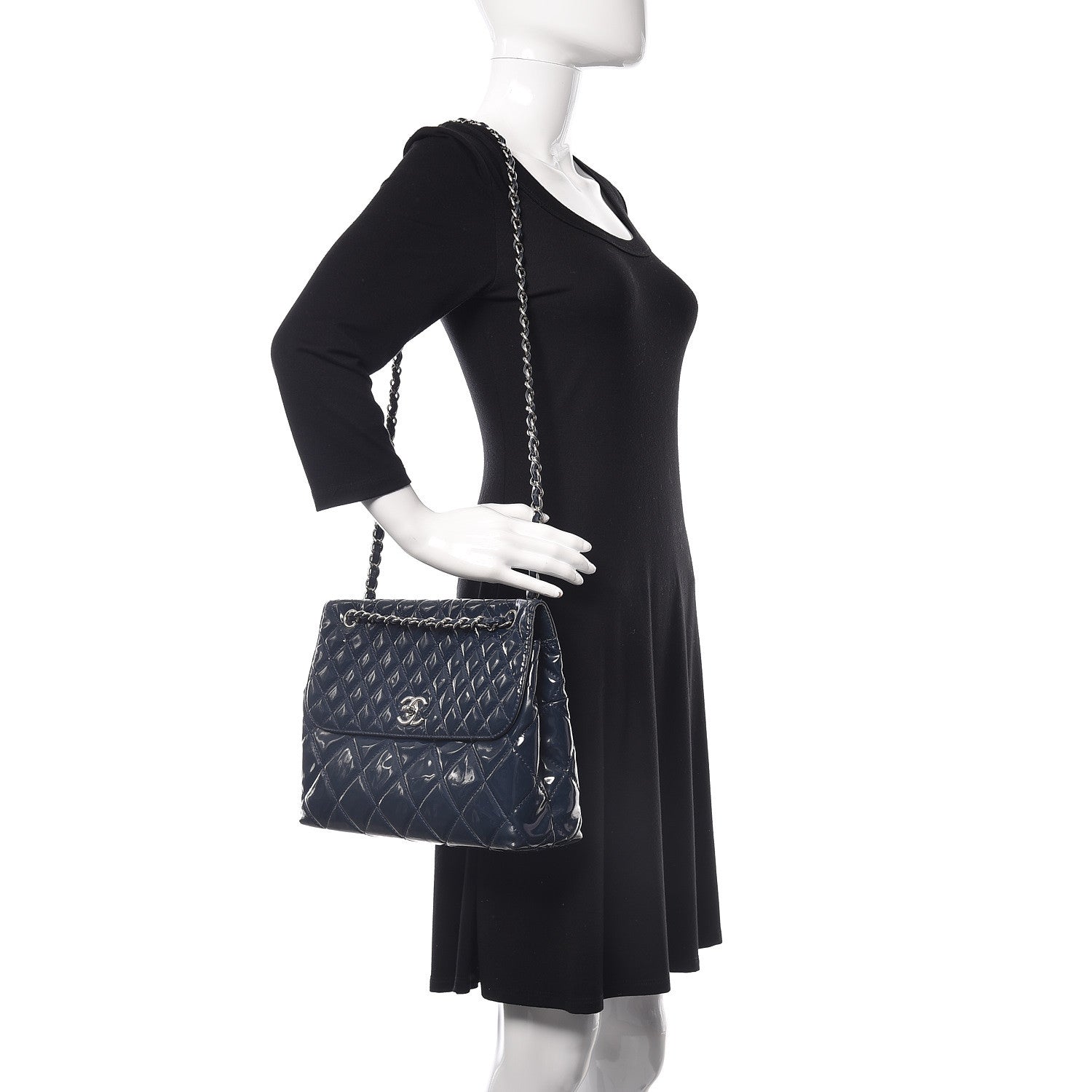 Chanel Vinyl Quilted In The Business Flap Navy Blue 2 of 20