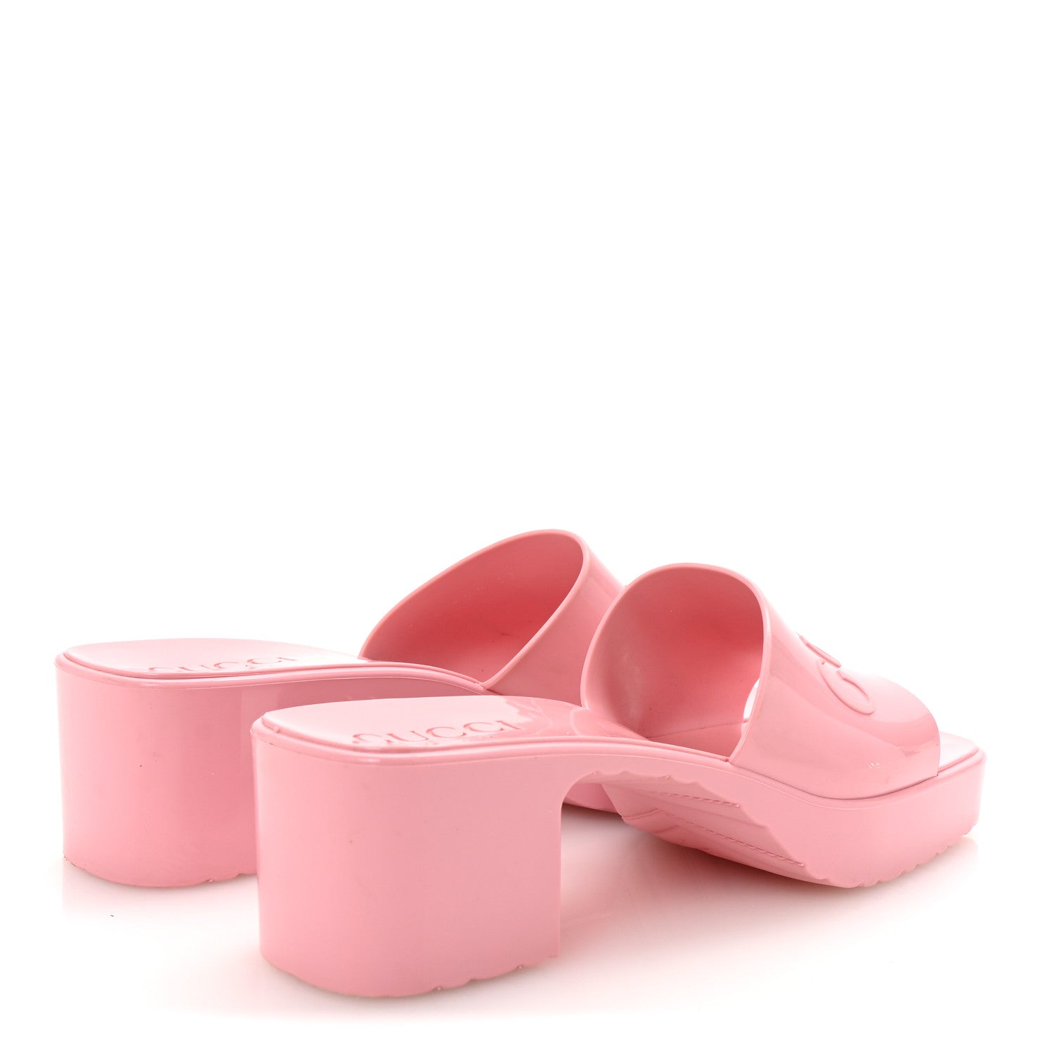 Gucci Rubber Gucci Logo Womens Platform 20/60mm Slide Sandals 35 Wild Rose 5 of 9