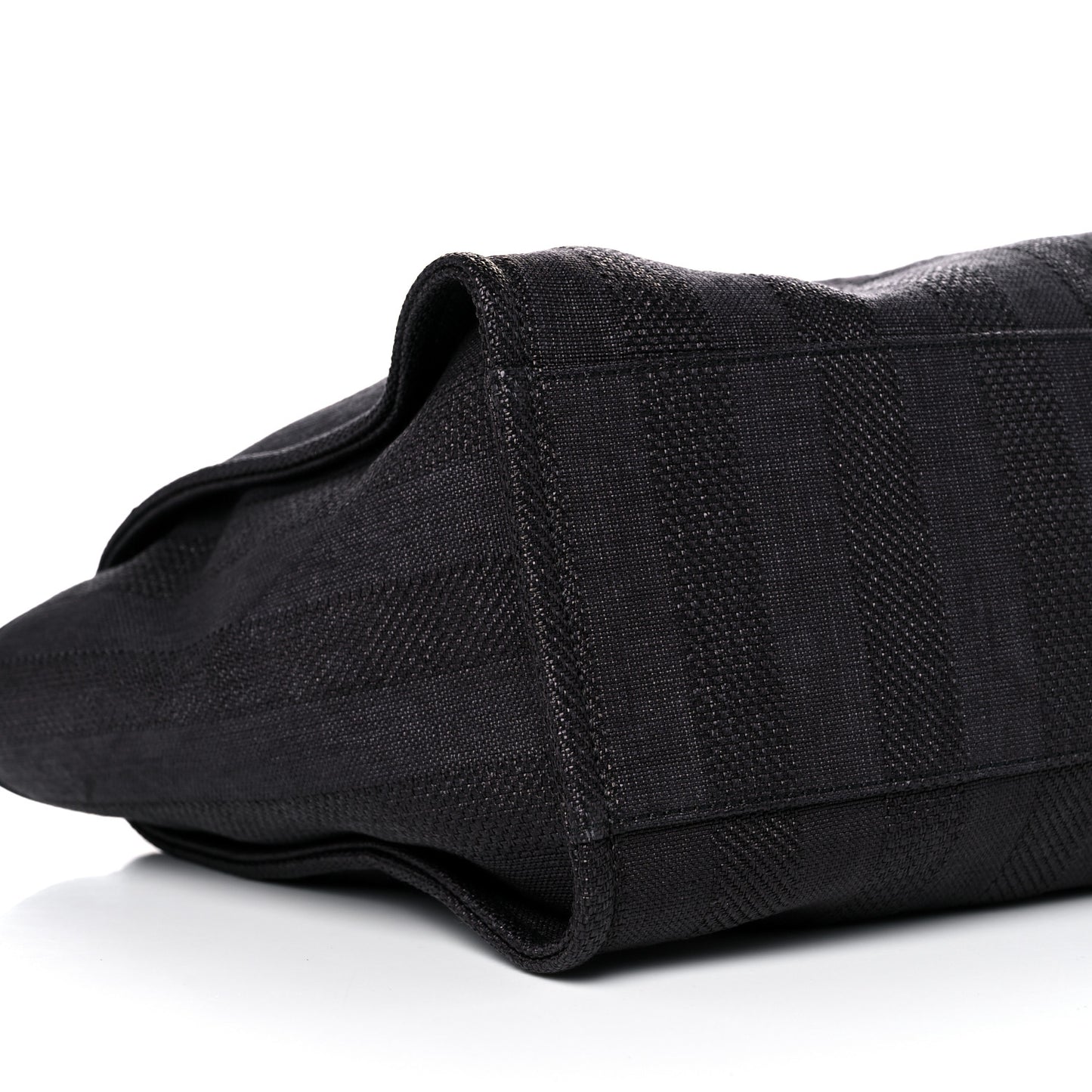 Mixed Fibers Calfskin Striped Medium Deauville Tote Black