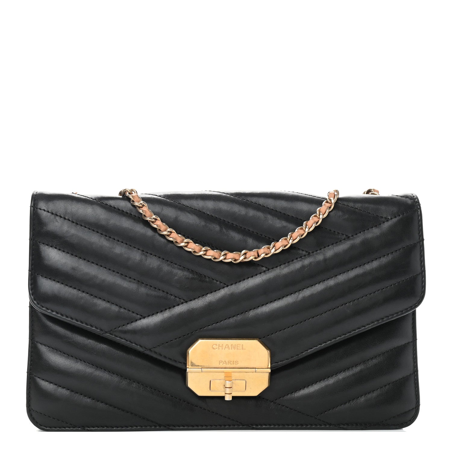 Chanel Calfskin Chevron Quilted Gabrielle Flap Black 1 of 8