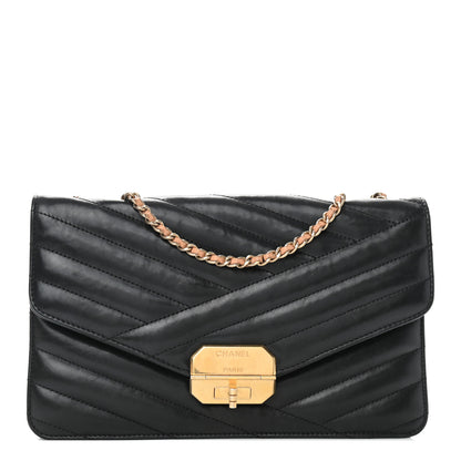 Chanel Calfskin Chevron Quilted Gabrielle Flap Black 1 of 8