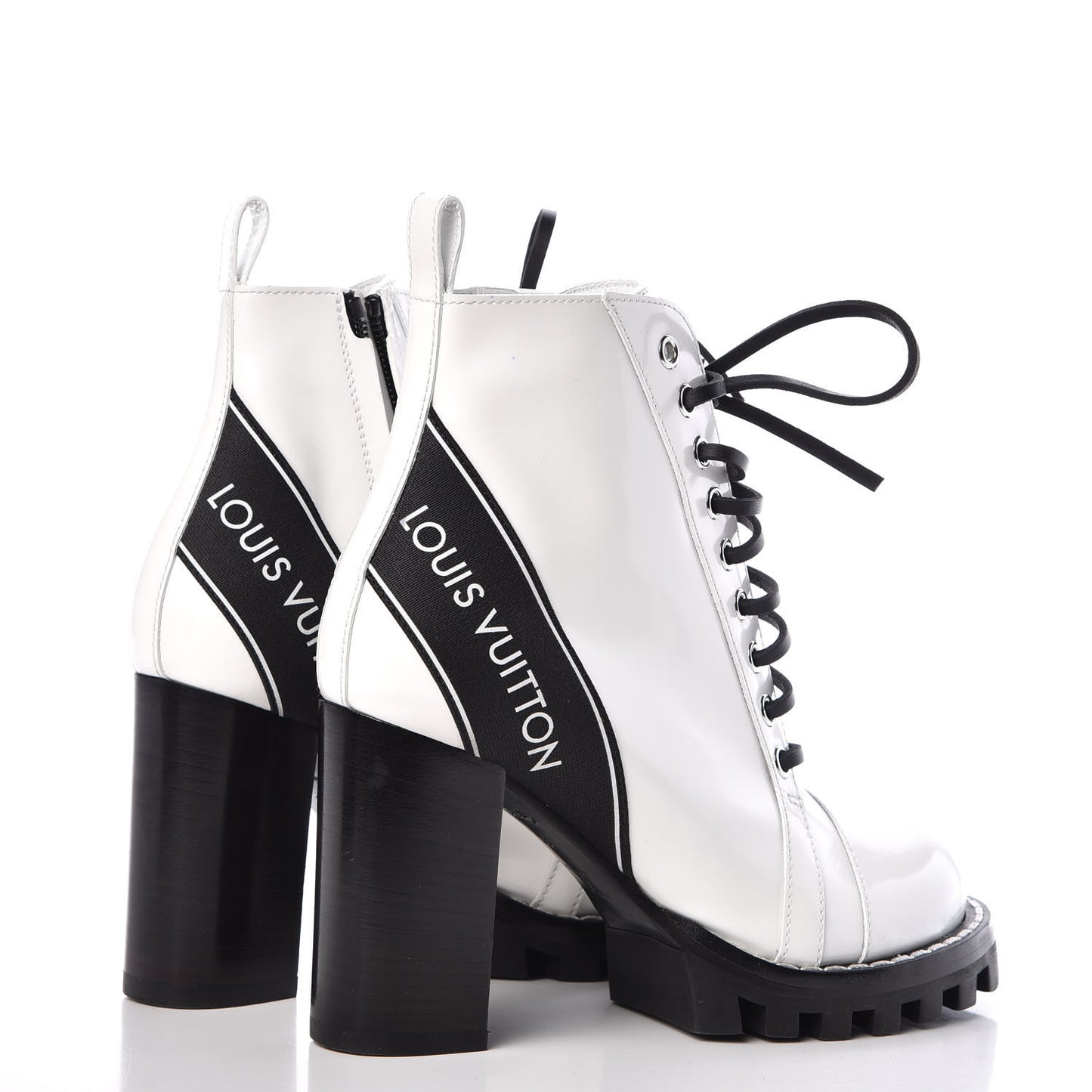 Patent Calfskin Star Trail Ankle Boots 36 White