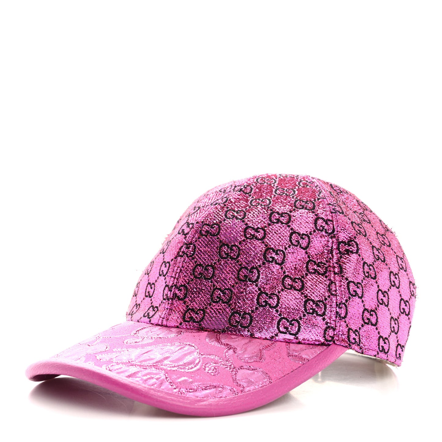 Silk Blend Jacquard Monogram Santa Barbara Baseball Hat M Fuxia Black