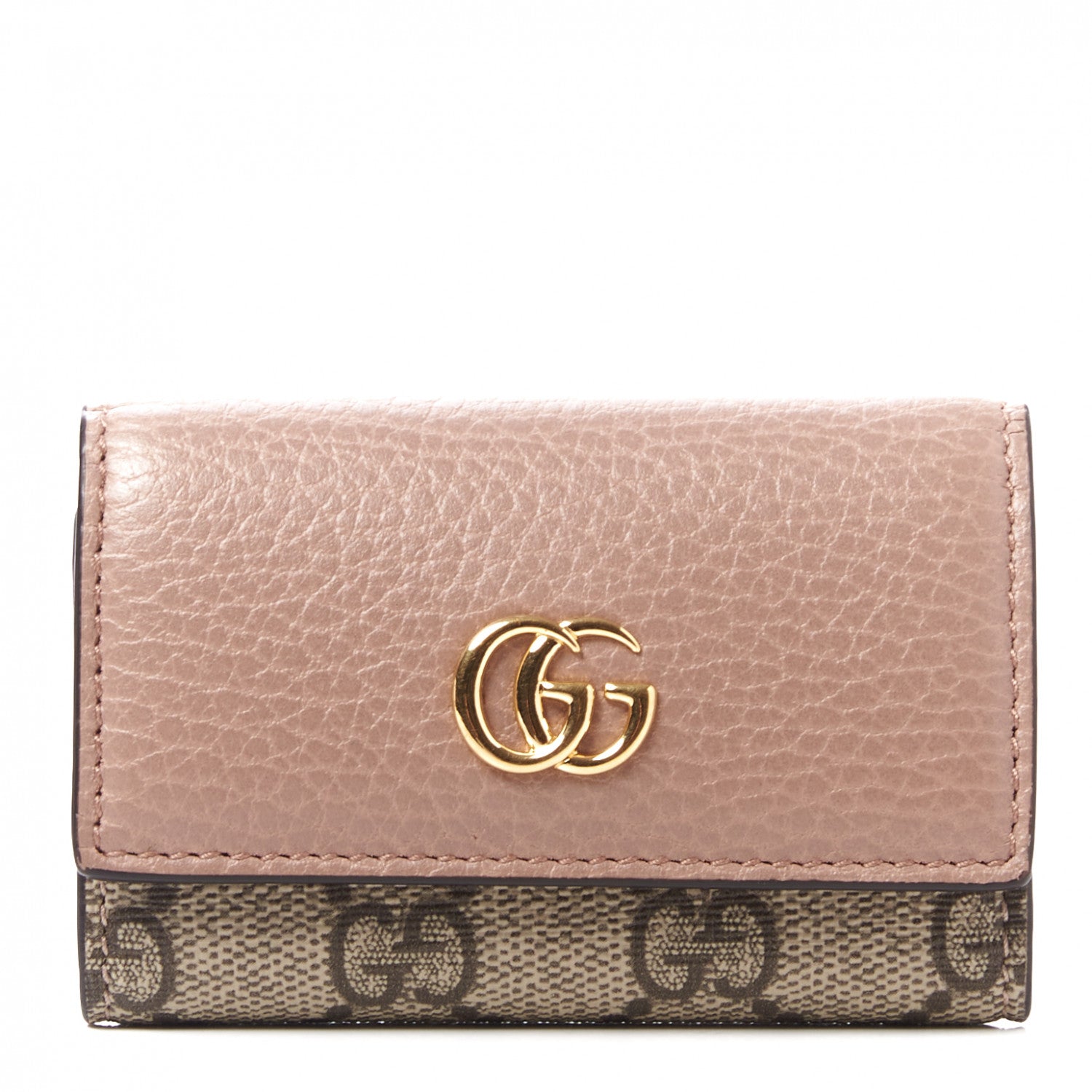 Gucci Dollar Calfskin GG Supreme Monogram GG Marmont 6 Key Holder Case Porcelain Rose Beige Ebony 1 of 8